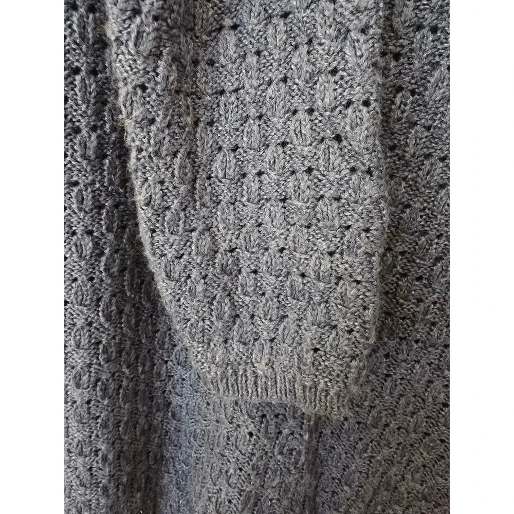 Liz Claiborne Blue Pointelle Knit Scoop Neck Long Sleeve Sweater Large